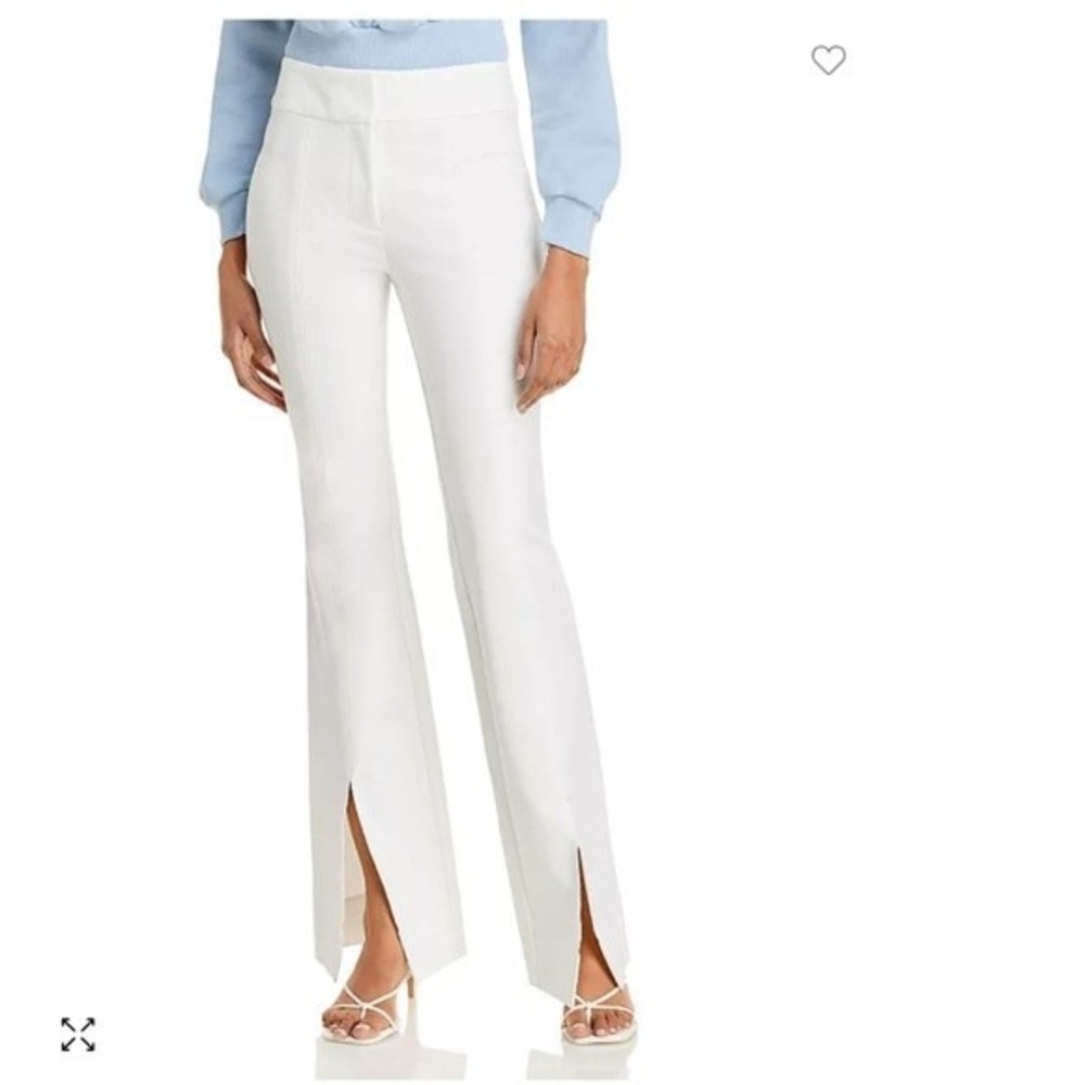 Derek Lam 10 Crosby‎ White Cotton Blend Front Slit Flare Pants TR01117CR Size 4